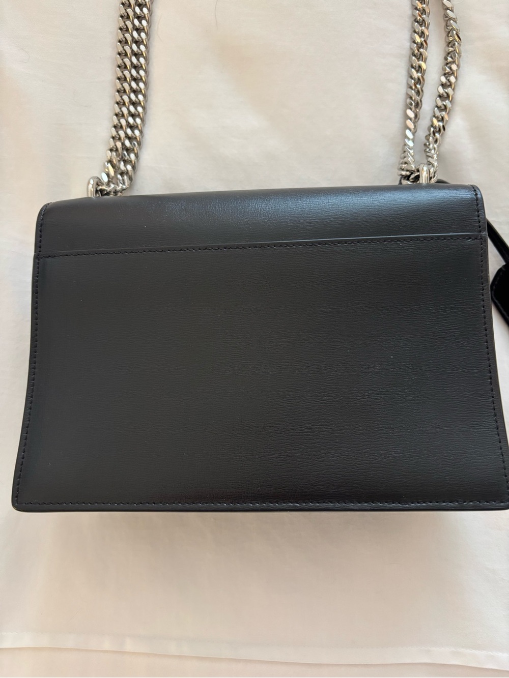 Saint Laurent Black Leather Shoulder Bag with Silver YSL Chain - Picture 4 of 12